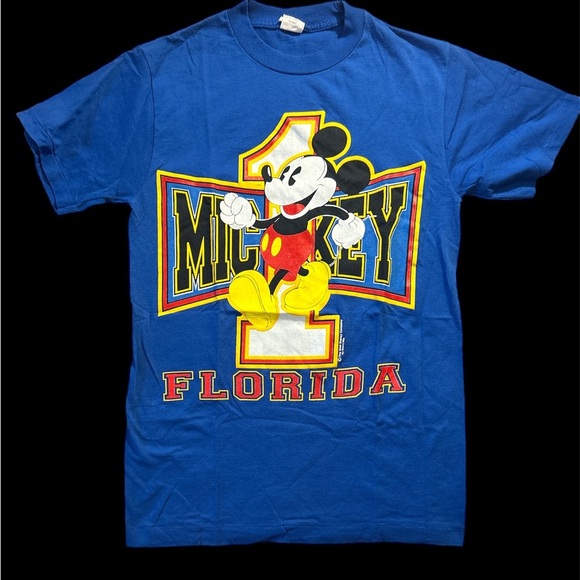 Vintage Mickey Mouse Shirt SZ S. EUC. Blue with Mickey Florida - Picture 1 of 3